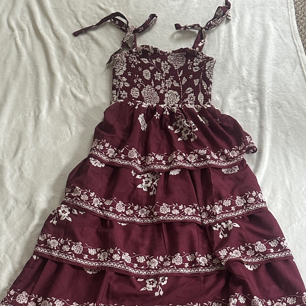Francesca's Collections Burgundy Floral Dress Women’s